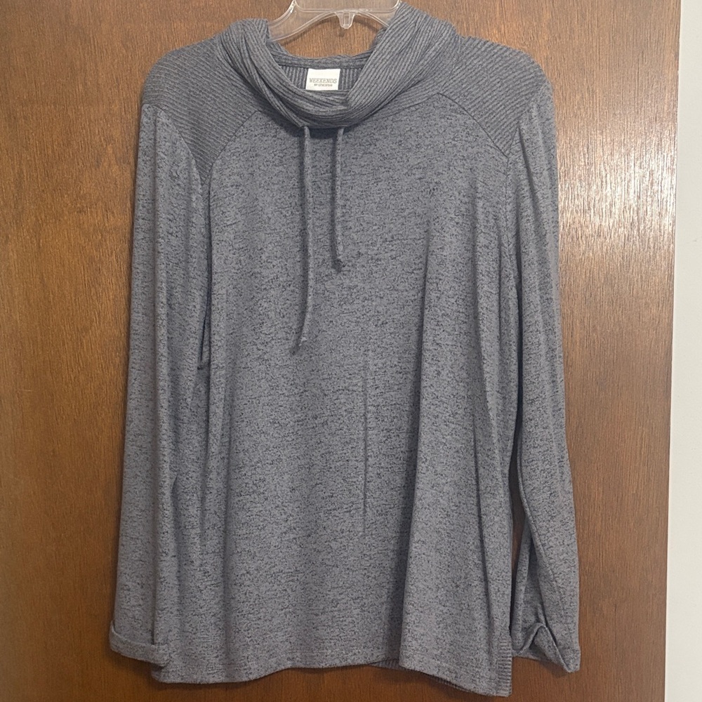 Heather Gray Pullover top with drawstring neck